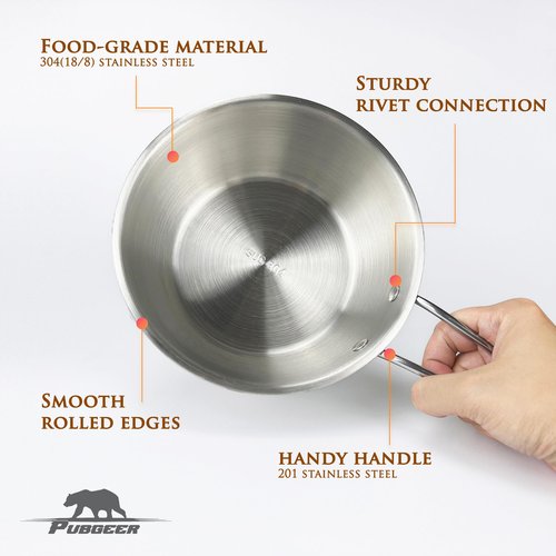 Pubgeer Camping Bowls 31oz (4 pack) - Nesting Stainless Steel bowl with Handles | Outdoor Sierra Cup | Ideal for RV Travel, Camping, and Backpacking | Makgeolli Bowls | Soup Bowls