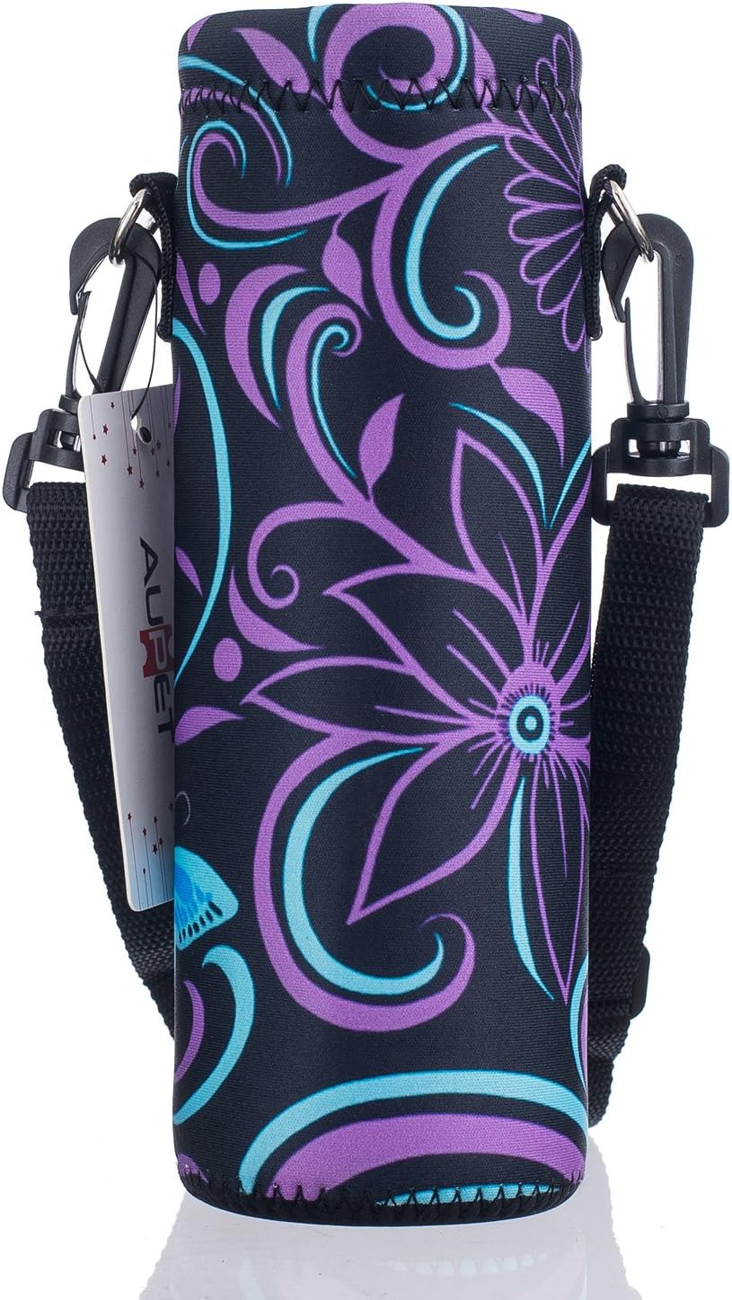 Insulated Neoprene Water Bottle Carrier | 24oz/32oz Sling Holder for Walking