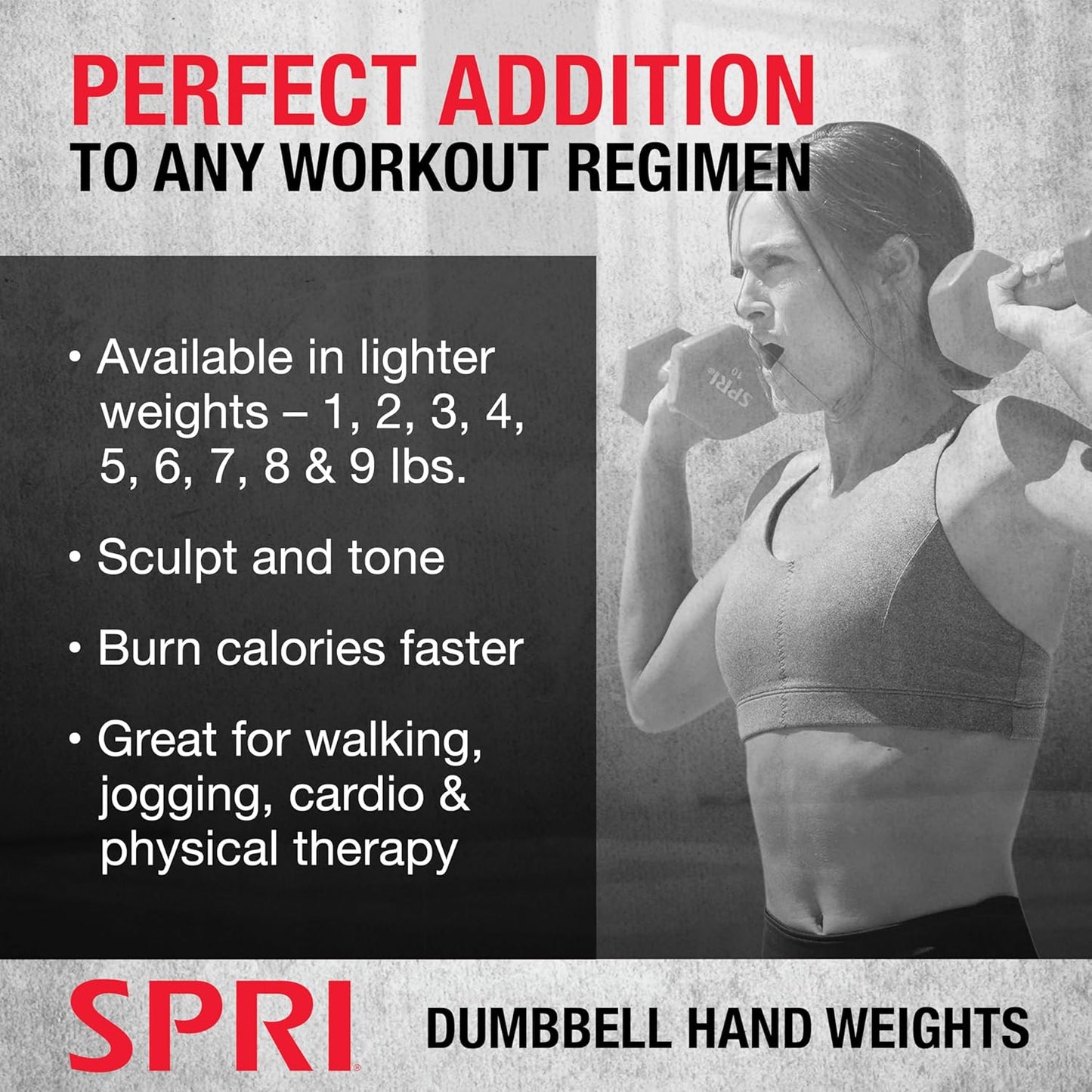 SPRI Dumbbells Hand Weights Set of 2 - Vinyl Coated Exercise & Fitness Dumbbell for Home Gym Equipment Workouts Strength Training Free Weights for Women, Men (1-10 Pound, 12, 15, 18, 20 lb)