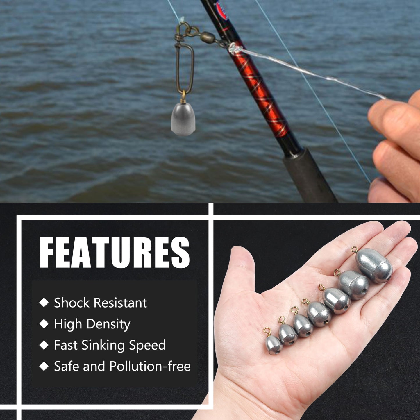 Fishing Weights Kit,60pcs Assorted Bass Casting Weights Iron Fishing Weight Water Drop Bell Sinkers Catfish Sinker Weight for Saltwater Freshwater