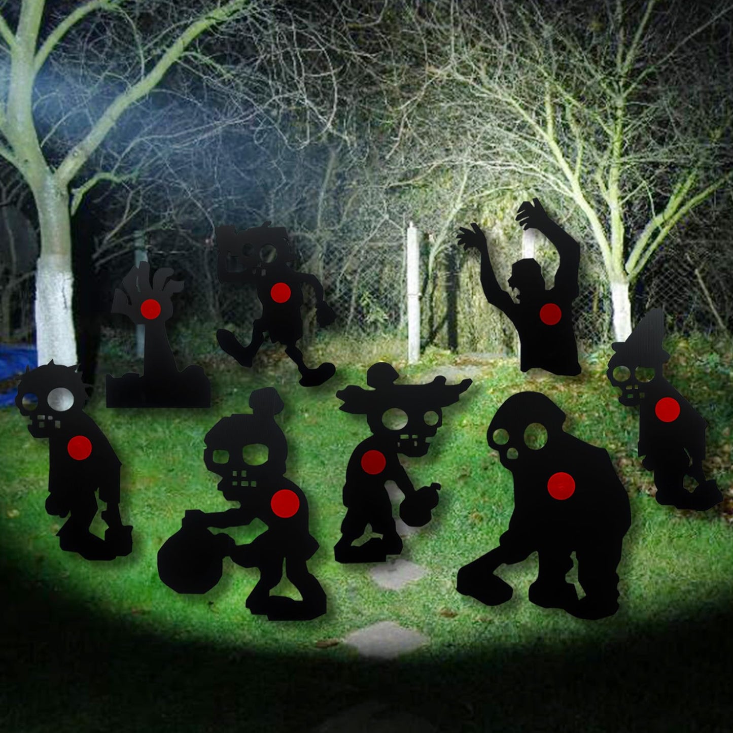 8 Zombie Waterproof Target, 12 * 16 Inch Different Black Skeleton Targets for Backyard, Field, Range Silhouette Targets with Stakes