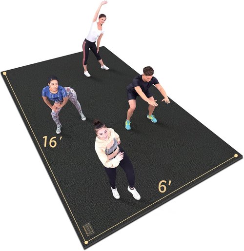 GXMMAT Extra Large Exercise Mat 16'x6'/12'x6'/10'x6'/8'x6'(7mm), Extra Wide Workout Mats for Home Gym Flooring, Non-Slip Thick Durable Cardio Mat for MMA,Plyo,Jump Rope,Weights,Fitness,Shoe-Friendly