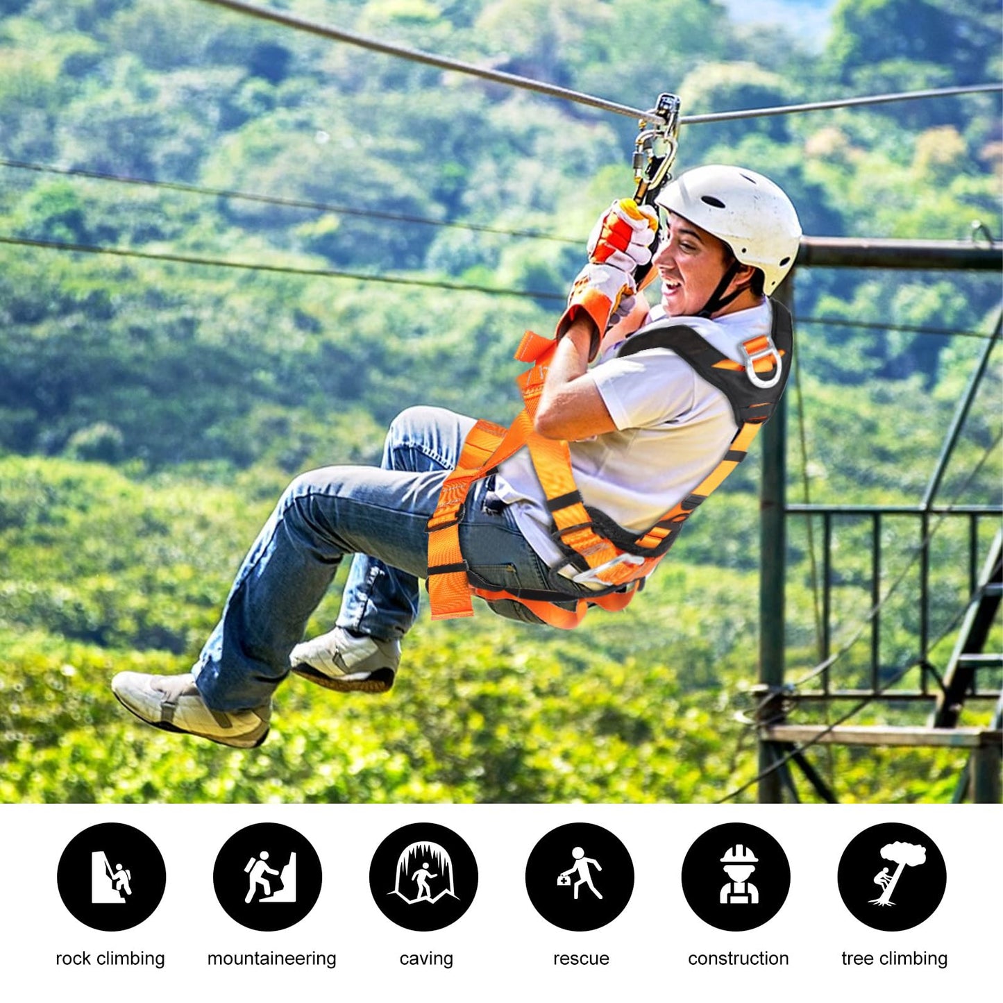 QIANJIEER Full Body Climbing Seat Belt, Tactical Rescue Construction, Carving, Rock, Tree Climbing, Fire Rescue, Engineering Protection, Rappelling Equipment