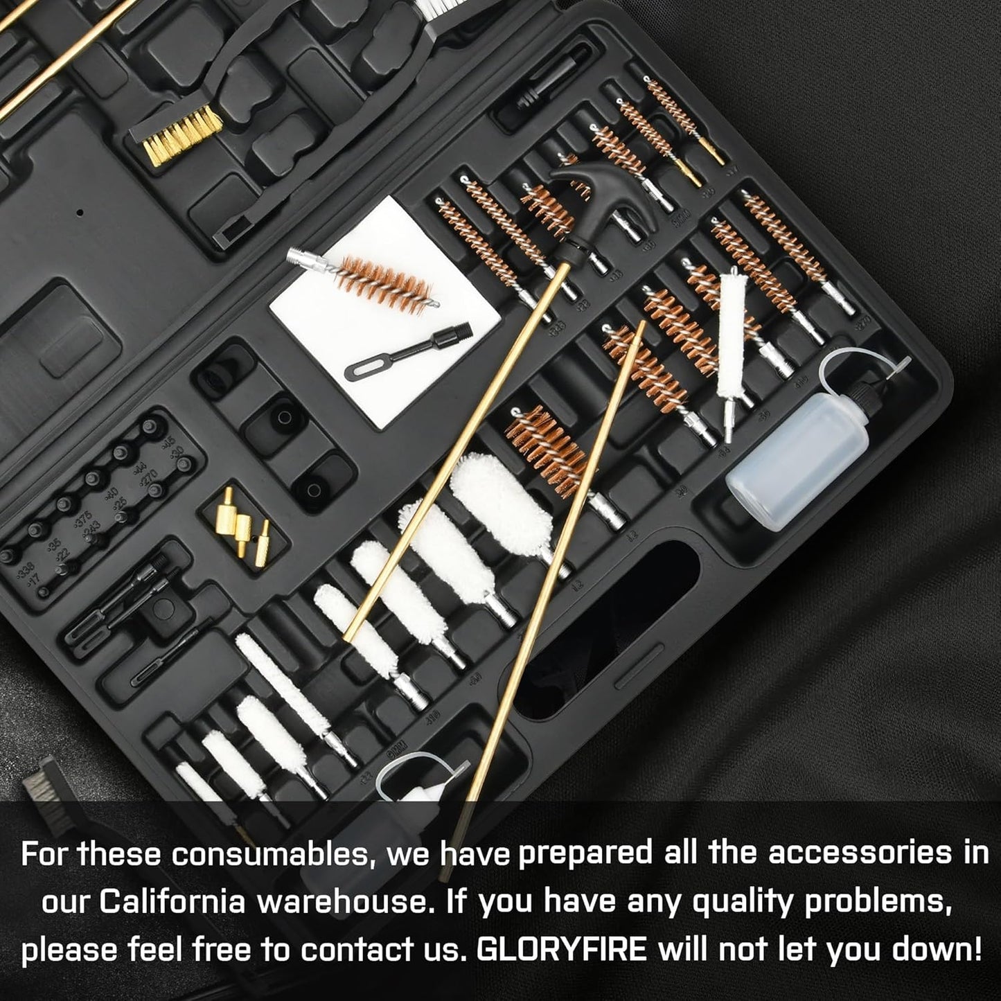 GLORYFIRE Gun Cleaning Kit Universal for Guns, Gun Brushes for Pistol, Handgun, Shotgun, Elite Brass Rods and Wire Rope, Hunting Gear Gun Accessories for Men