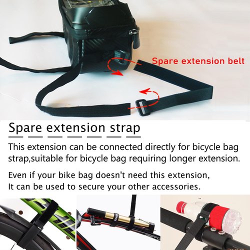 LLTTLTMM Waterproof Bike Bag, Long Extension Strap, Top Tube Bag Under 6.9'', Large Capacity, Touch Screen Compatible