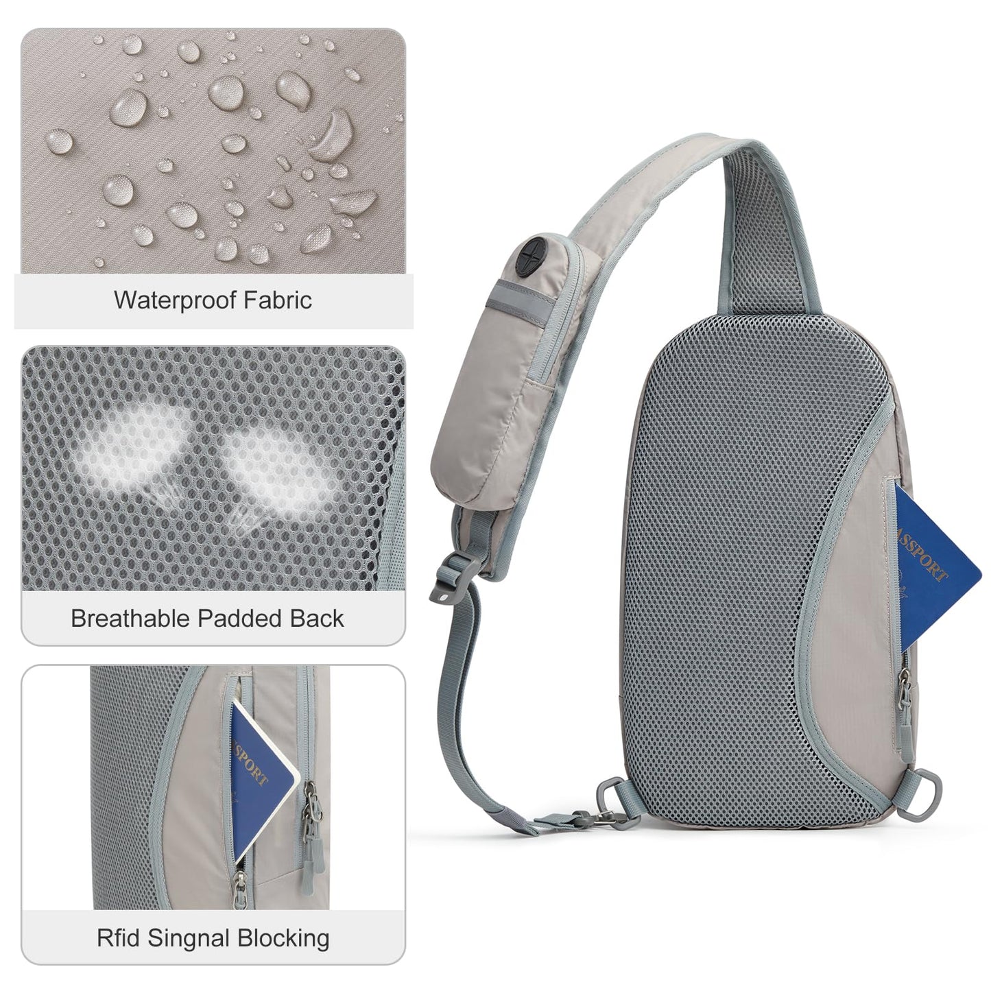 G4Free Small 11 L Foldable Ultralight Backpack Sling Bag RFID Blocking Shoulder Bag for Hiking (Flower+Grey)