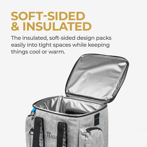 Halo Thermoelectric Cooler Bag, 12V Electric Cooler Bag with Hybrid Cooling and Warming Technology, Plug-in for Vehicles, 15L Capacity, Lavender