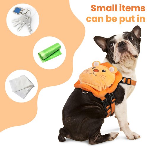PUMYPOREITY Puppy Backpack Harness - Adjustable Small Dog Bookbag for Walking and Hiking - Portable Travel Backpack, Orange