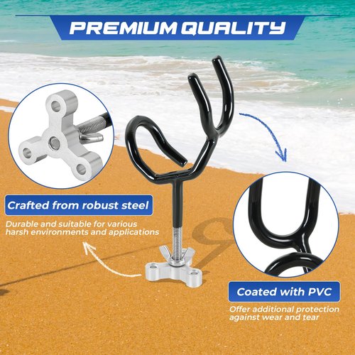 NATGAI 8 Pack 20 Degree Angle Sure Grip Steel Fishing Rod Holders, 4" Fishing Pole Holders for Boat, Ship, Yacht, PVC Dipped & Mounting Base Included, Ideal for Fishing Lovers & Professionals (8 PCS)