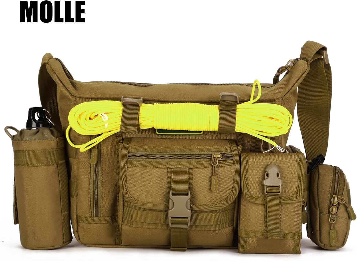 ArcEnCiel Tactical Messenger Bag Men MOLLE Sling Shoulder Pack with Patch