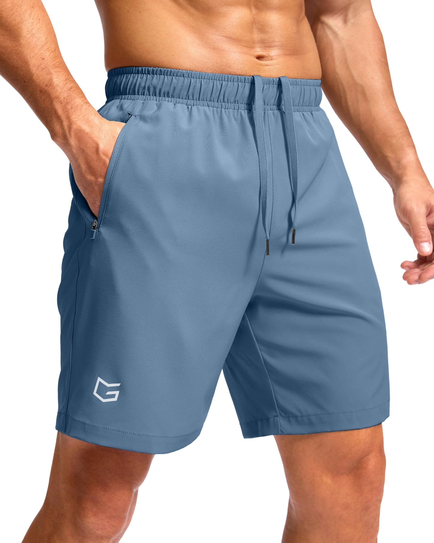 G Gradual Men's Athletic Running Shorts with Zipper Pockets Quick Dry 7"/ 5"/ 9" Workout Gym Shorts for Basketball Hiking(Federalblue,7XL)