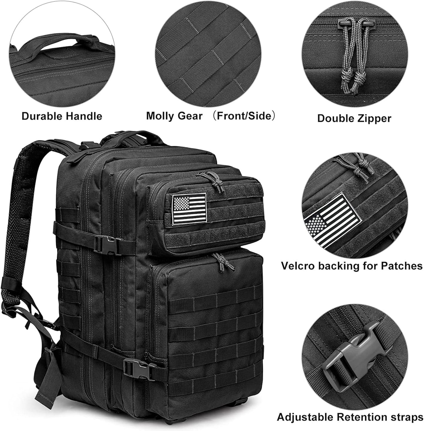 G4Free 45L Military Tactical Backpack 3 Day Assault Survival Molle Pack Bug Out Bag Travel Fishing Backpack Rucksack