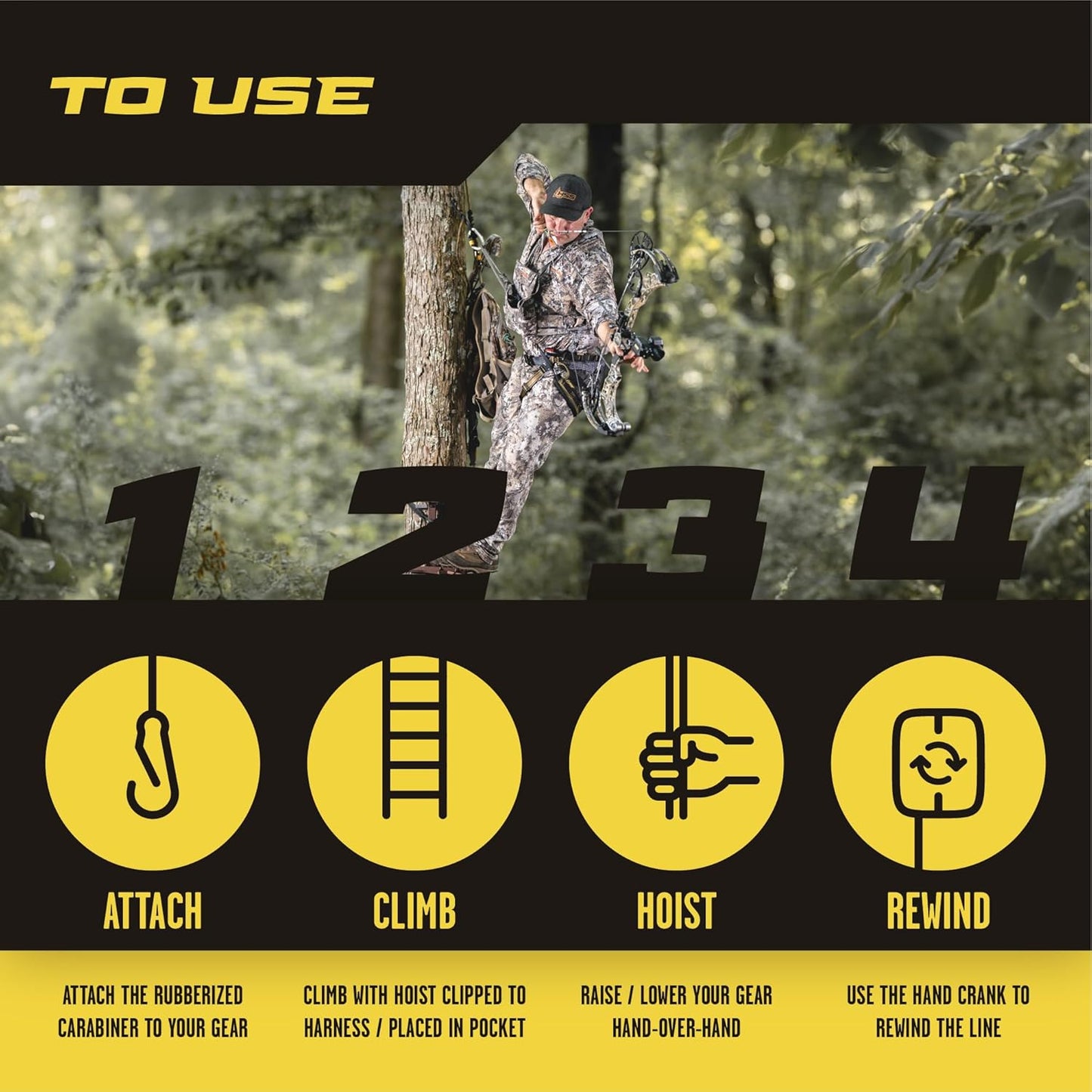 Hunter Safety System Bow & Gear Hoist - 30 Foot Retractable Gear & Bow Hoist for Tree Stand Hunting, Essential Hunting Supplies