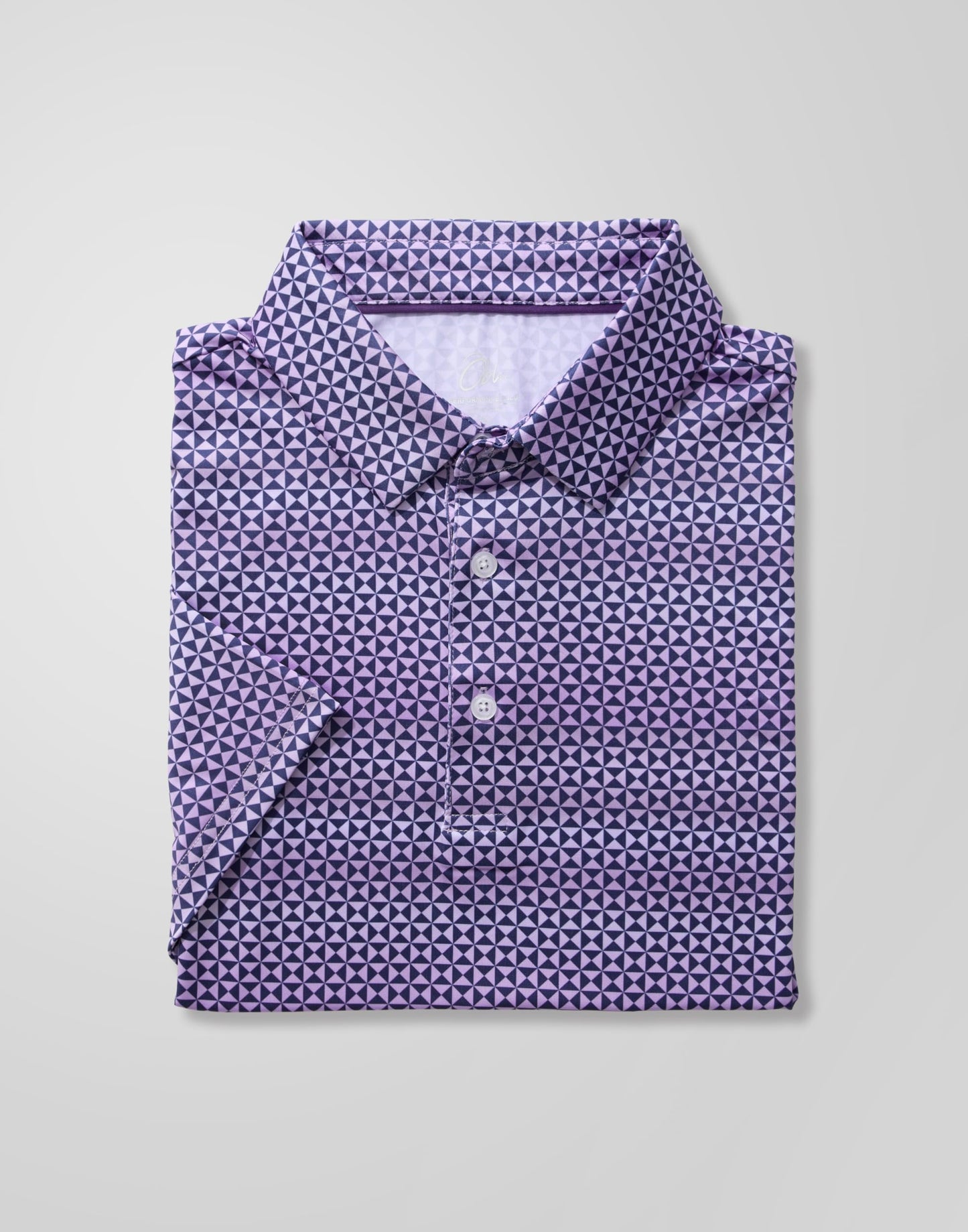 Obla Mens Golf Polo Shirts Short Sleeve Dry Fit Performance Moisture Wicking Casual Print Collared Golf Shirts for Men(Purple Square_XXL)
