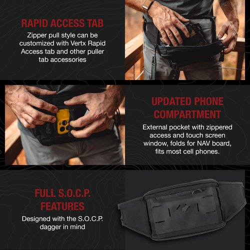 Vertx S.O.C.P. Tactical Fanny Pack, CCW Crossbody Waist Bag for Men and Women, Concealed Carry, EDC, Travel, Work, It's Black