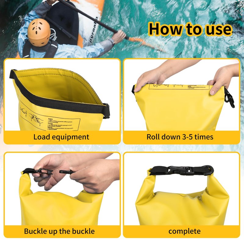 KINGS KRAFT Dry Bag Waterproof for Women Men,20L Rolled Lightweight Dry Storage Bag Backpack with Phone Case for Travel,Swimming,Boating, Kayaking,Camping & Beach,Yellow