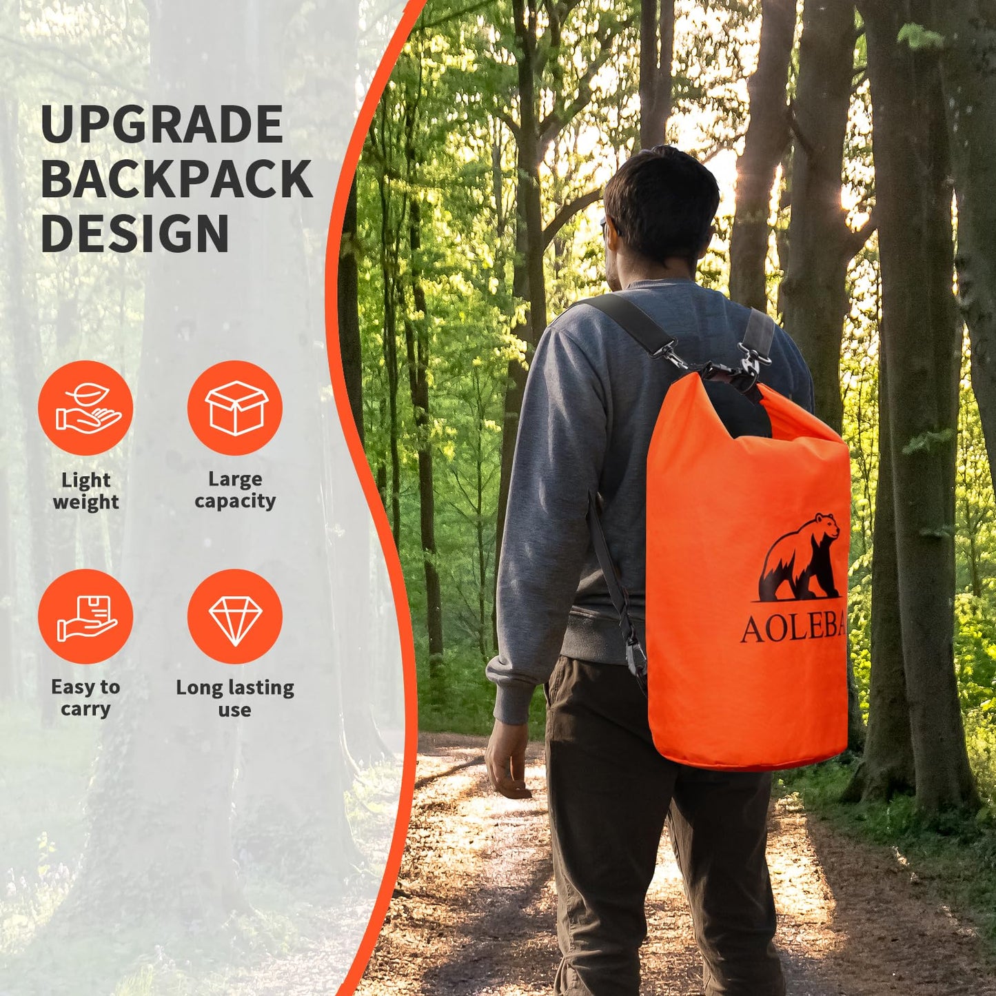 AOLEBA Ultralight Bear Bag Kit - 10L Bear Proof Food Storage for Backpacking & Camping, Includes Reflective Paracord Rope, Survival Gear for Outdoor Adventures