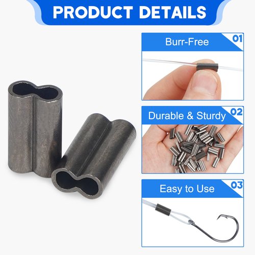 SILANON Double Barrel Crimp Sleeves,100pcs Fishing Crimp Sleeves Brass Copper Crimping Loop Sleeves Wire Rope Crimp Sleeves Fishing Line Tube Connector Wire Leader Rigging Tackle (0.8mm-100pcs)