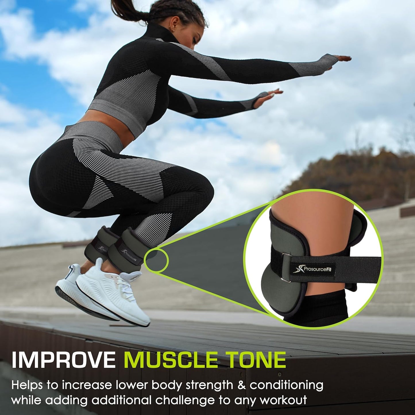 ProsourceFit Ankle/Wrist and Arm/Leg Weights Set of 2, Adjustable Strap 1 lb-5 lb, Adjustable Weight 15 lb, 10 lb, 7 lb for Men and Women