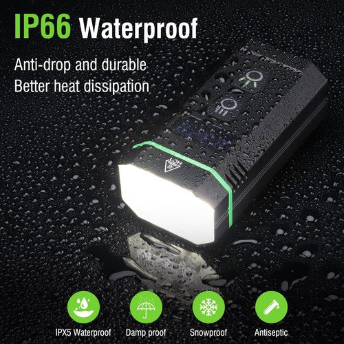 BORUIT L15 Bike Light 10 LED Bike Lights for Night Riding 5000mAh Super Bright Rechargeable Bicycle Light Front and Rear Aluminum Alloy IPX66 Waterproof Bike Light for Night Mountain Road Cycling