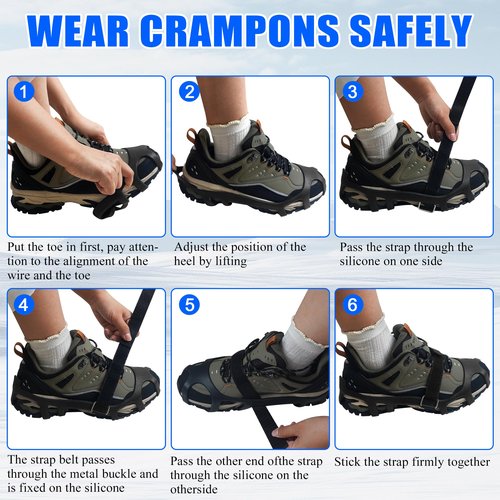 Ice Snow Cleats for Shoes and Boots Snow Traction Crampons Ice Gripper for Walking on Snow and Ice 9-Studs Non Slip Ice Cleats Rubber Overshoe Slip-on Stretch Footwear Winter Hiking Climbing Small