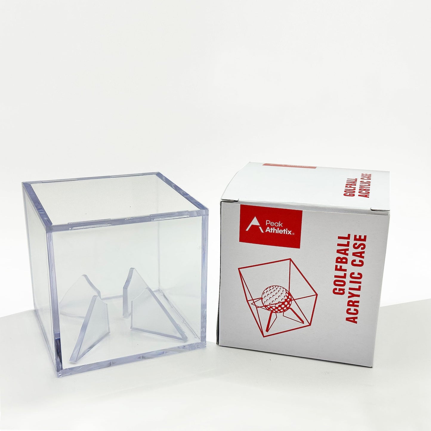Peak Athletix Baseball & Golf Ball Display Case Acrylic Cube Square Clear Memorabilia Display & Storage Sports Official Baseball Accessories (Golf Ball Case, Standard)