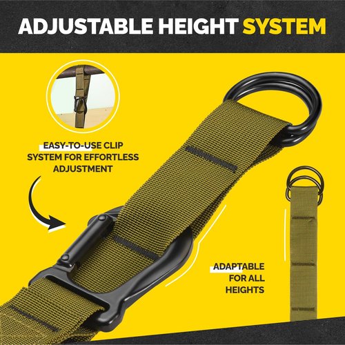 Pull Up Assistance Bands Set - 4 Heavy-Duty Pull Up Bands, Height Adjustable Strap & Comfortable Foot Strap - Stackable Pull Up Resistance Bands for Pull Ups (Military Green)