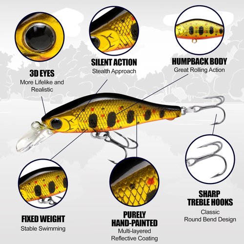 LUCKY CRAFT Fishing Lure Pointer 45S - Trout Lure, Jerkbait (276 Laser Rainbow Trout)