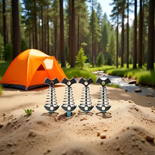 Spring Fishbone Deck Pegs Tent Stakes Awning Nails Deck Hooks Windproof Rope Tensioner Awning Fixed Hook Buckle, Carabiner with Rope Buckle Outdoor Fixed Wind Camping Buckle Rope Anchor