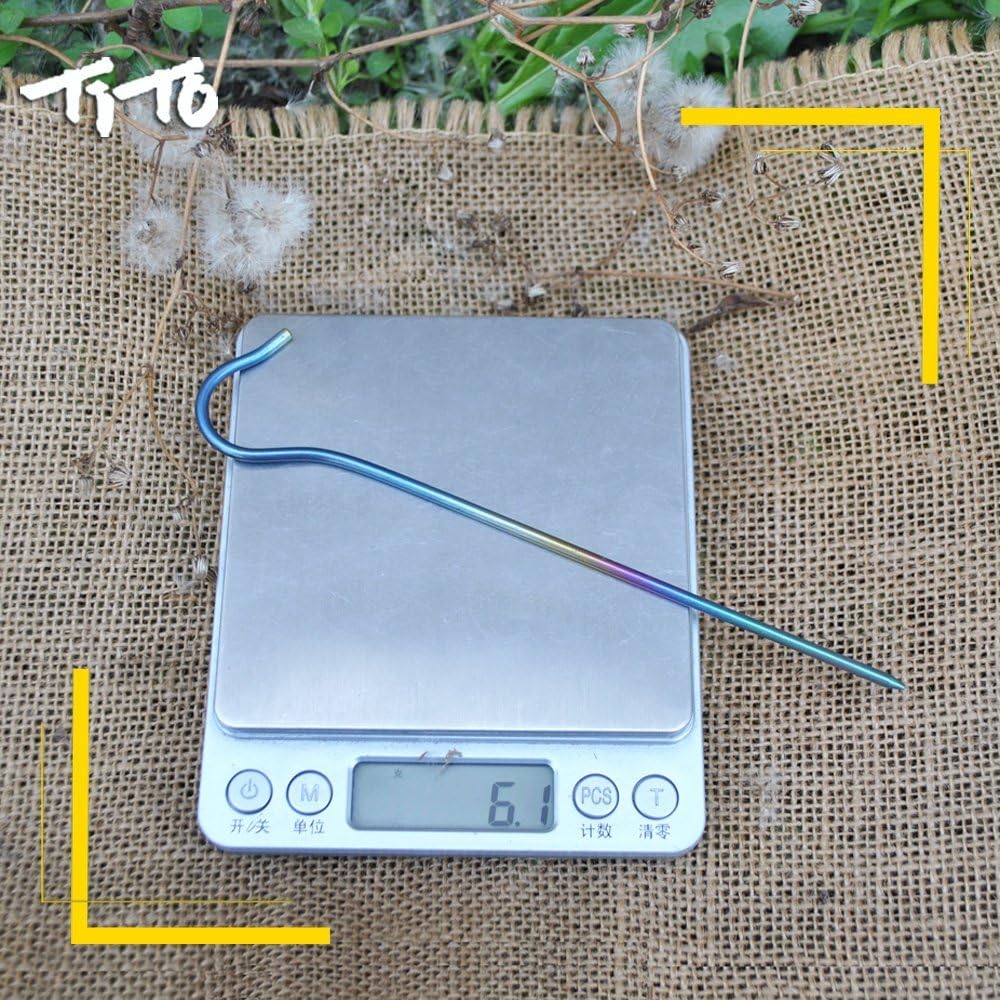 TITO Titanium Shepherd's Hook Tent Stakes Tent pegs Nail pegs Dia 3.0mm and Length 165mm only 6.1G.(Pack of 6) (Silver)