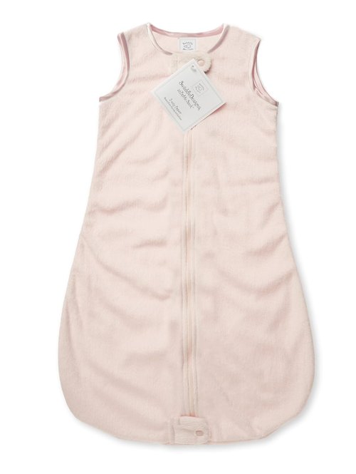 Baby Velvet Sleeping Sack - Pastel Pink Wearable Blanket for 12-18 Months with 2-Way Zipper