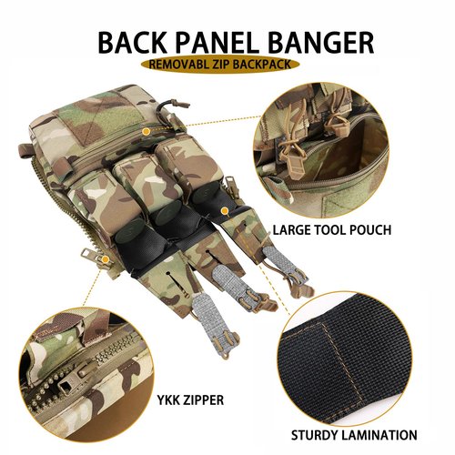 PETAC GEAR TacTical BackPack,Zip On Back Panel Banger For V5 Vest (MC)