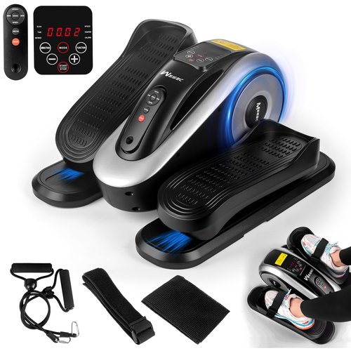 Wesec Under Desk Elliptical Machine, Electric Elliptical Training Machine for Seniors w/Remote & 12 Speeds Level, Manual & Auto Mode, Seated Pedal Exerciser for Home Office (Black)