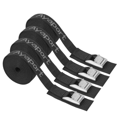 Ayaport Stainless Steel Cam Buckle Tie Down Straps Lashing Straps 2200lbs Break Strength Heavy Duty Car Roof Rack Strap for Kayak, SUP, Surfboard, Cargo, Motorcycle, Truck, Boat, Dirt Bike(1" x 16')