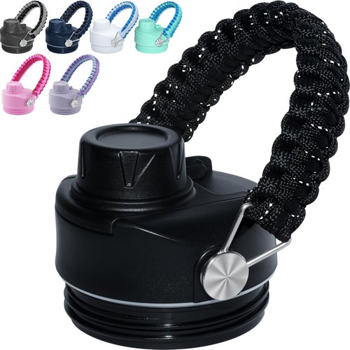 Stronger Chug Cap for YETI Rambler Lid - 12 18 26 36 64 oz, Handmade Paracord Handle Spout Lid for YETI Rambler Top, Detachable Gasket & Handle