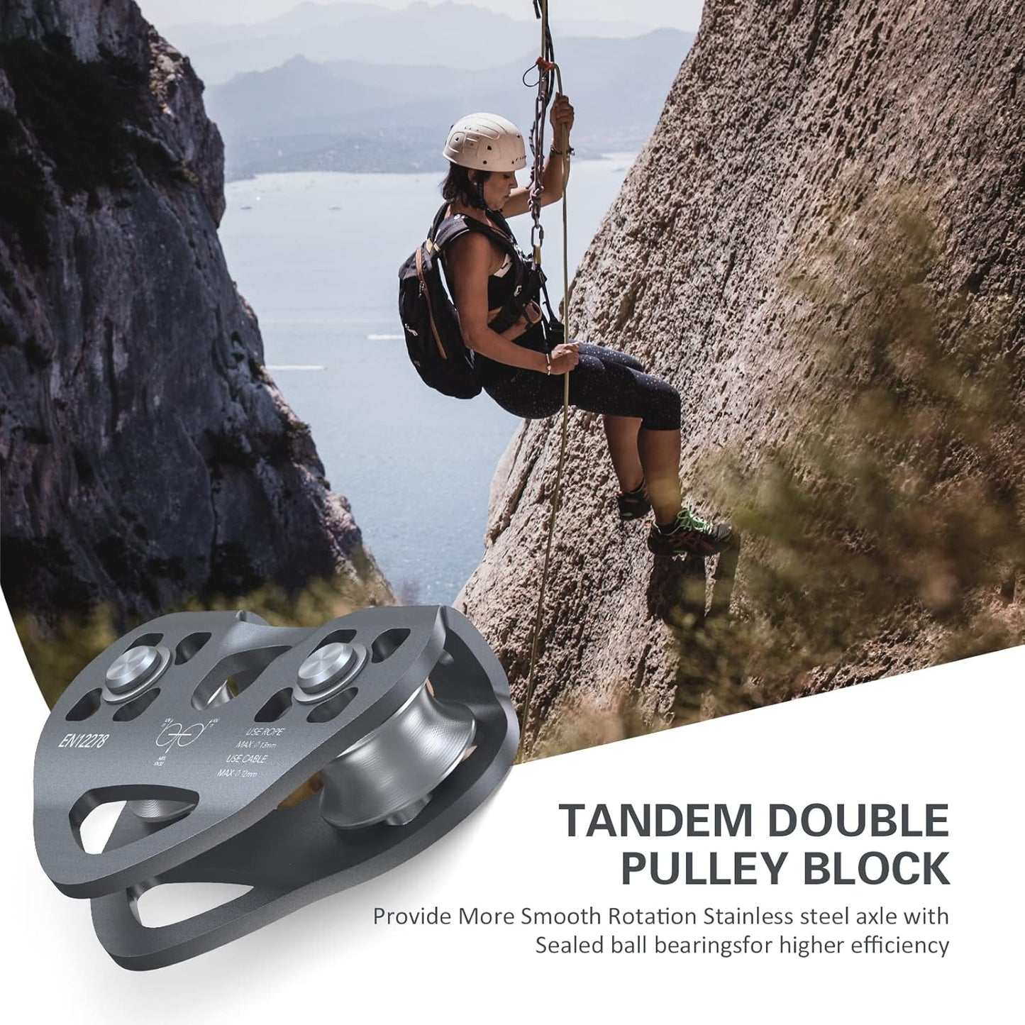 Lixada Zipline Pulley 30KN Trolley Rescue for 1/4 5/16 3/8 1/2 Cable Backyard Zipline, Hauling, Rigging and Commercial Purposes,Holds Upto 6700lbs