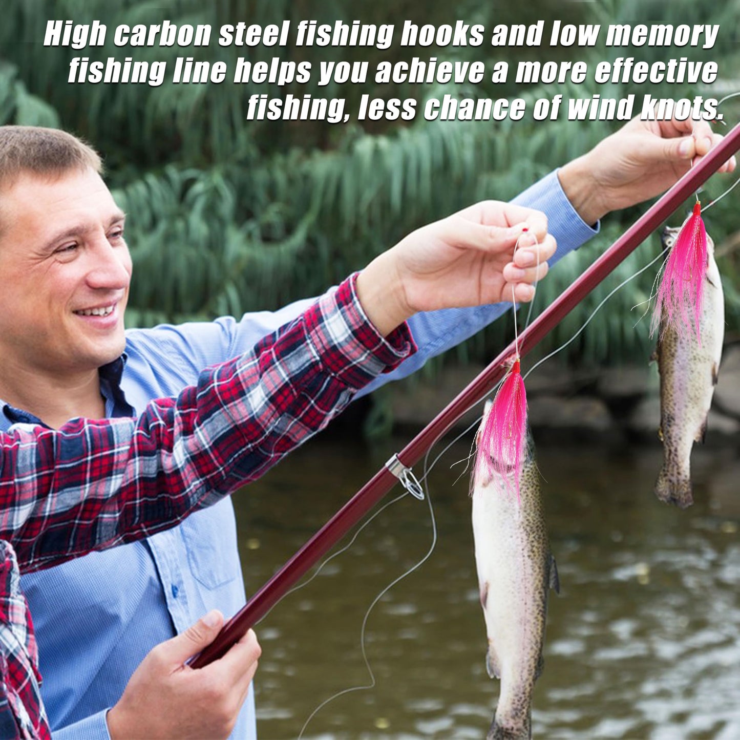 Fishing Bait Rigs Saltwater, 3/6packs Flounder Rigs with Bucktail Teaser Mylar Teaser Mono Leader Swivels Fishing Rig for Flounder Sea Bass Halibut Black Fish