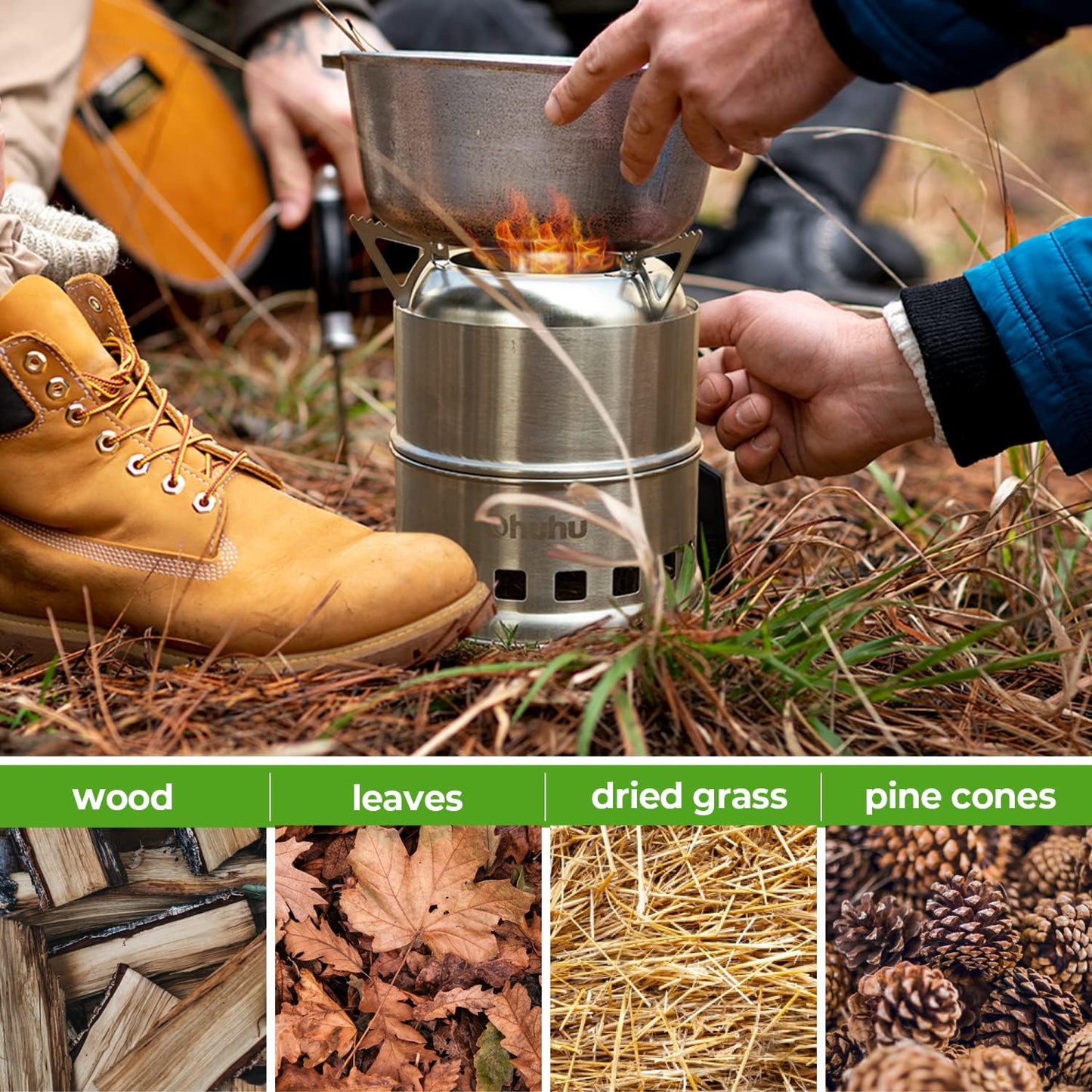 Portable Stainless Steel Camping Stove - Mini Wood Burning Grill for Hiking, BBQ & Emergency Cooking