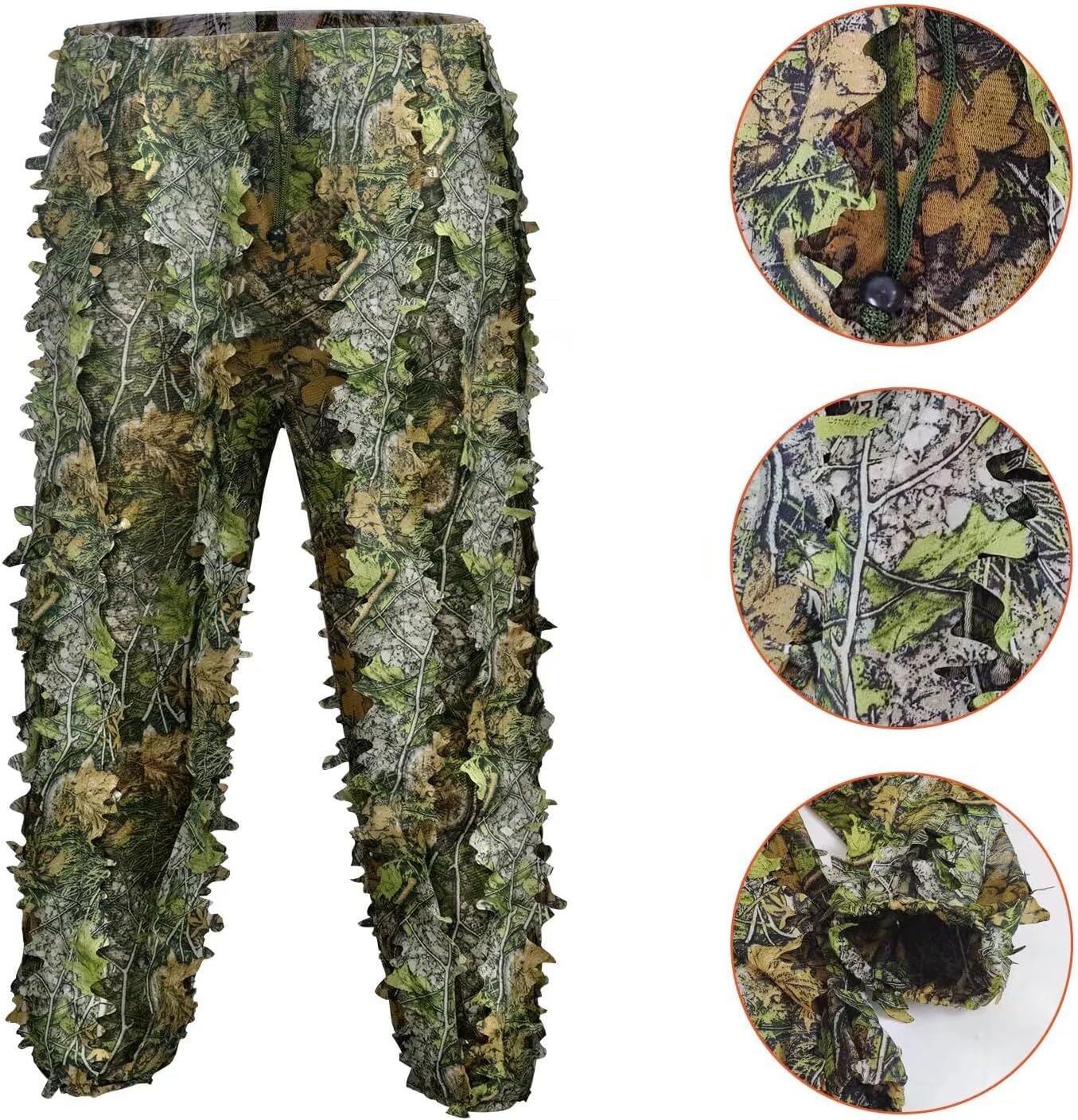 HYOUT Hooded Ghillie Suit Camo Suit Woodland Forest Military 3D Green Leafy Clothing Costume for Jungle Halloween Party