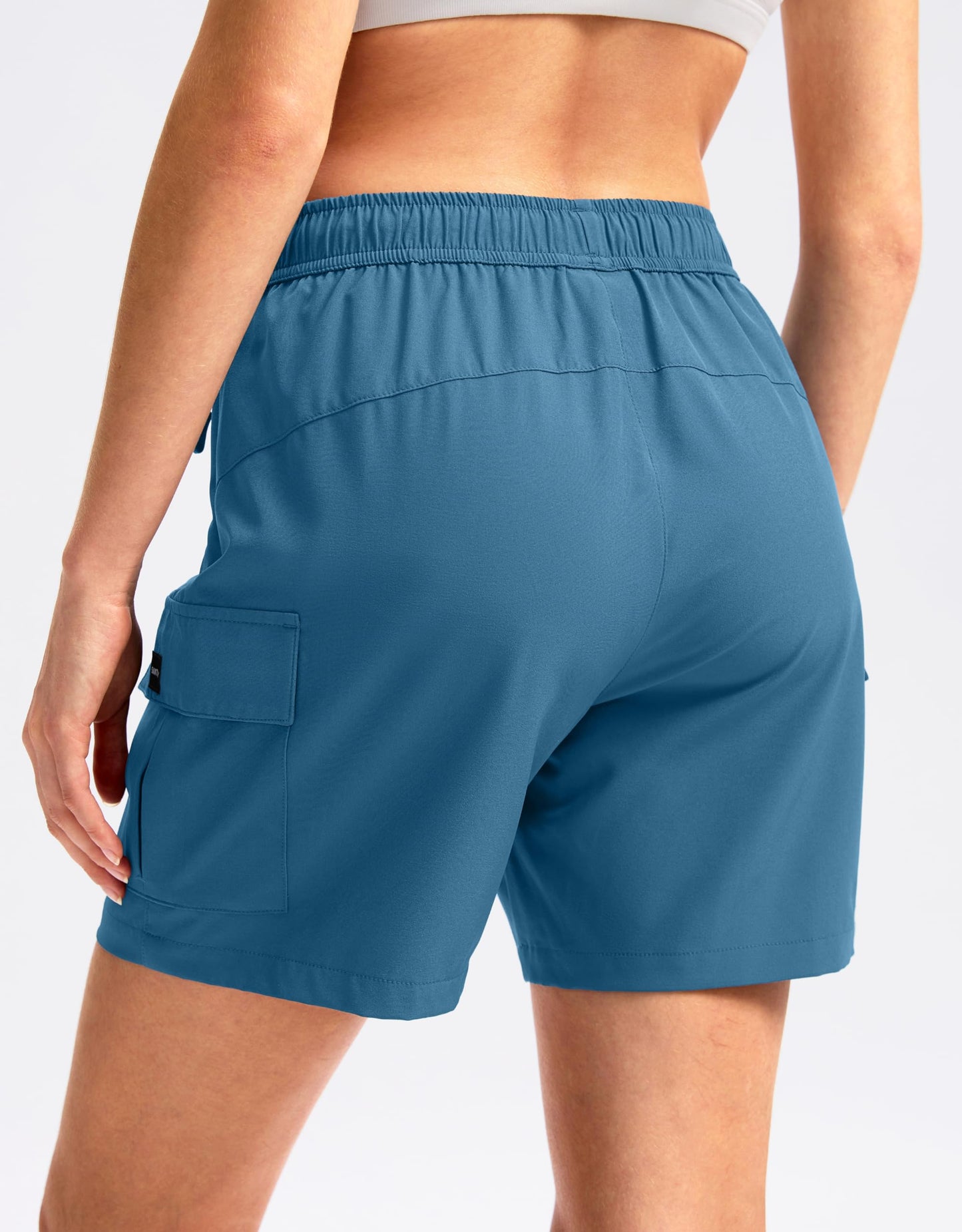 SANTINY Women's 5''/ 7''/9'' Hiking Cargo Shorts Quick Dry Lightweight Summer Shorts for Women Athletic Golf Zipper Pockets(Blue_M)