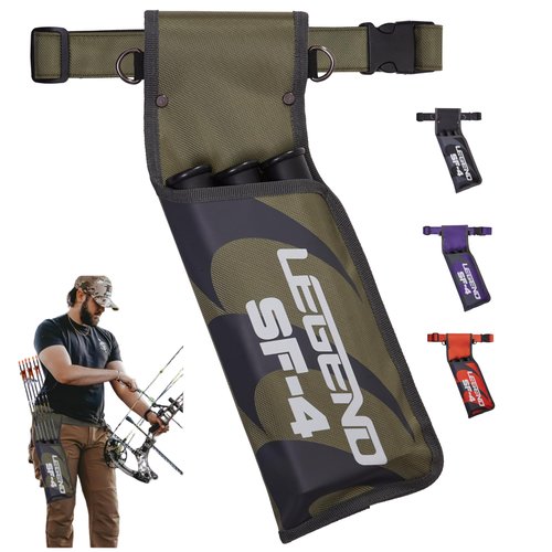 LEGEND SF4 Field Quiver for Arrows - Beginner-Friendly Arrow Quiver with 3 Arrow Tubes, Durable Archery Quiver with Adjustable Belt Strap, High End Waist Quiver, Arrow Holder for Field Archery - Green