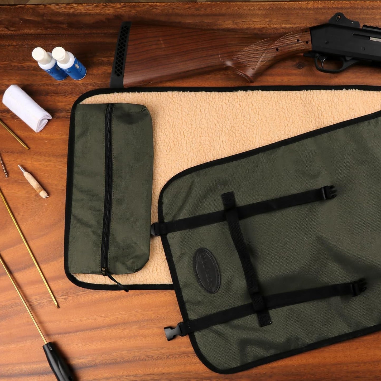 TOURBON Shooting Hunting Roll-up Gun Cleaning Mat Pad with Tool Storage Pocket