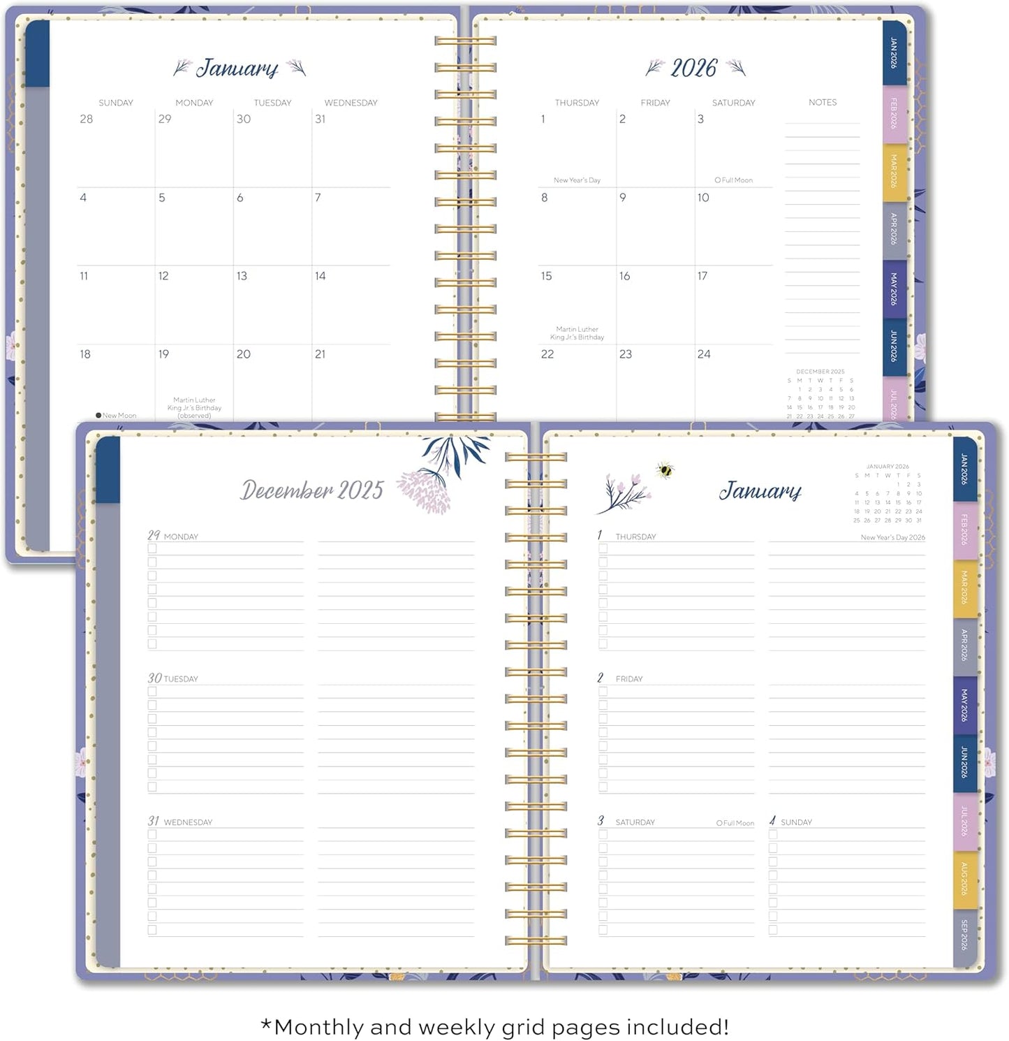 High Note Hardcover Academic Planner 2025-2026, Garden Bee, 9" x 10" 272 Pages, Daily Weekly Monthly Planner 2025-2026 August to December, Back to School Calendar Book for Teachers and Students