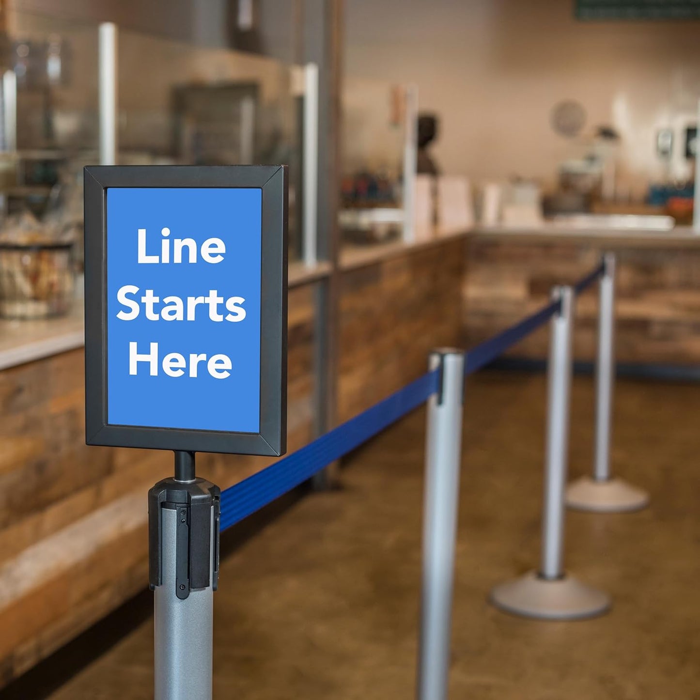 Premium Silver Steel Stanchion with 7.5-Foot Retractable Belt for Crowd Control
