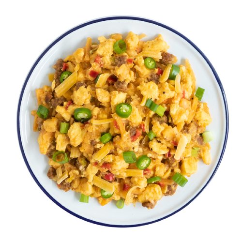 Mountain House Veggie Chorizo Breakfast Scramble 2-Servings & Beef Stroganoff with Noodles 2 Servings Freeze-Dried Backpacking & Camping Food Bundle