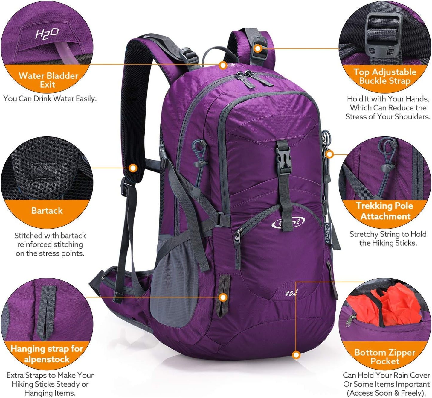 G4Free Hiking Backapck, Dark Grey, One Size