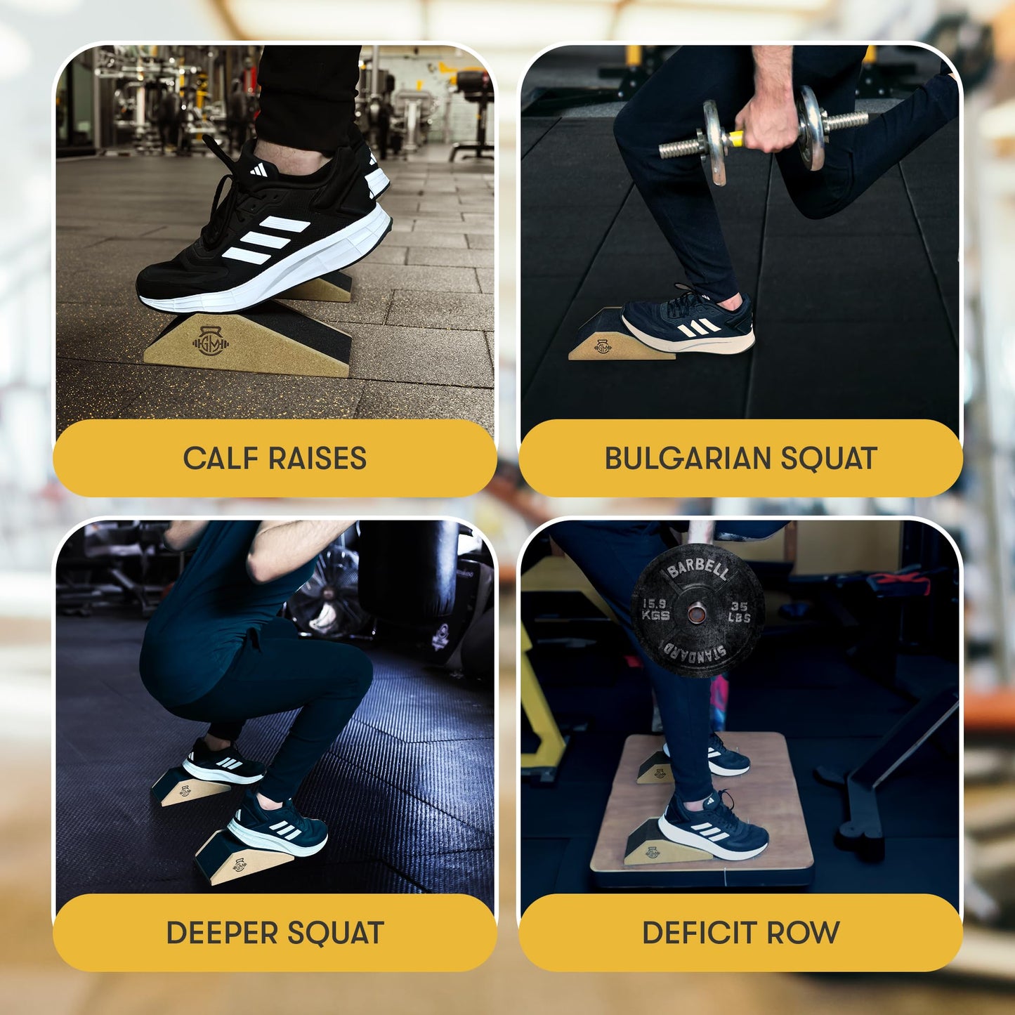 GENMERCH Cork Squat Wedge 2PCS | Squat Wedges for Weightlifting | Anti-slip Enhanced Grip Surface | Squat Wedge Calf Raise Yoga Block