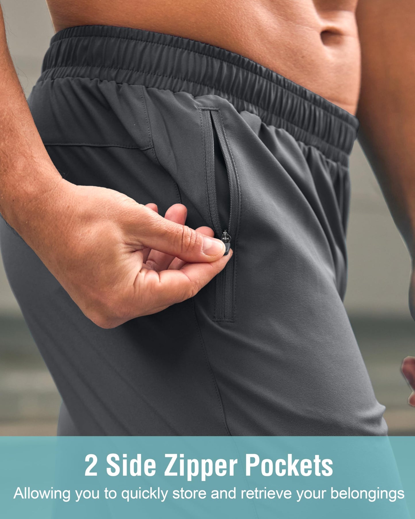 G Gradual Men's Athletic Running Shorts with Zipper Pockets Quick Dry 7"/ 5"/ 9" Workout Gym Shorts for Basketball Hiking(Dark Grey,9XXL)