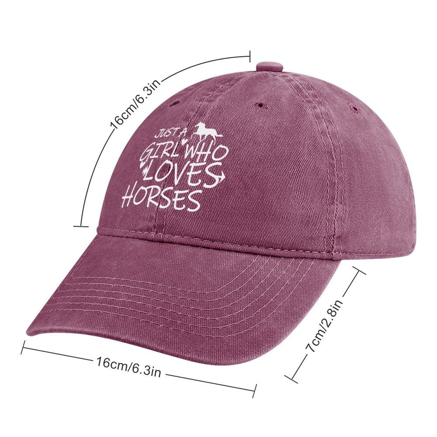 Just Girl Who Loves Horse Hat Baseball Cap for Women Adjustable Trendy Hats Cotton Wine Red
