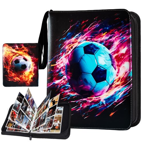 Soccer card binder, trading card binder, card binder, 9 Pocket with 40 Removable Sleeves, Soccer card, trading card, binder Soccer, collectible card albums Soccer card book Soccer album 720 Pockets